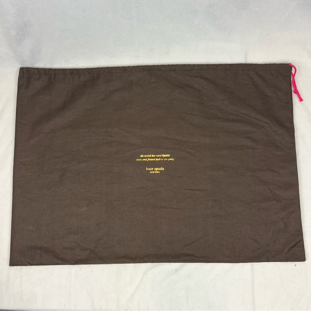 Kate Spade NY Purse Dust Cover Bag 27”x 19” XL Brown Drawstring Gold Logo